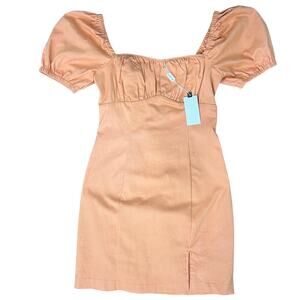 ASTR Peach Papaya Wendy Bodycon Puff Sleeve Smocked Mini Dress size S NEW Tags